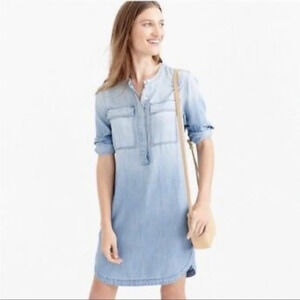J.Crew Drapey Chambray Button Tunic Shirt Dress
